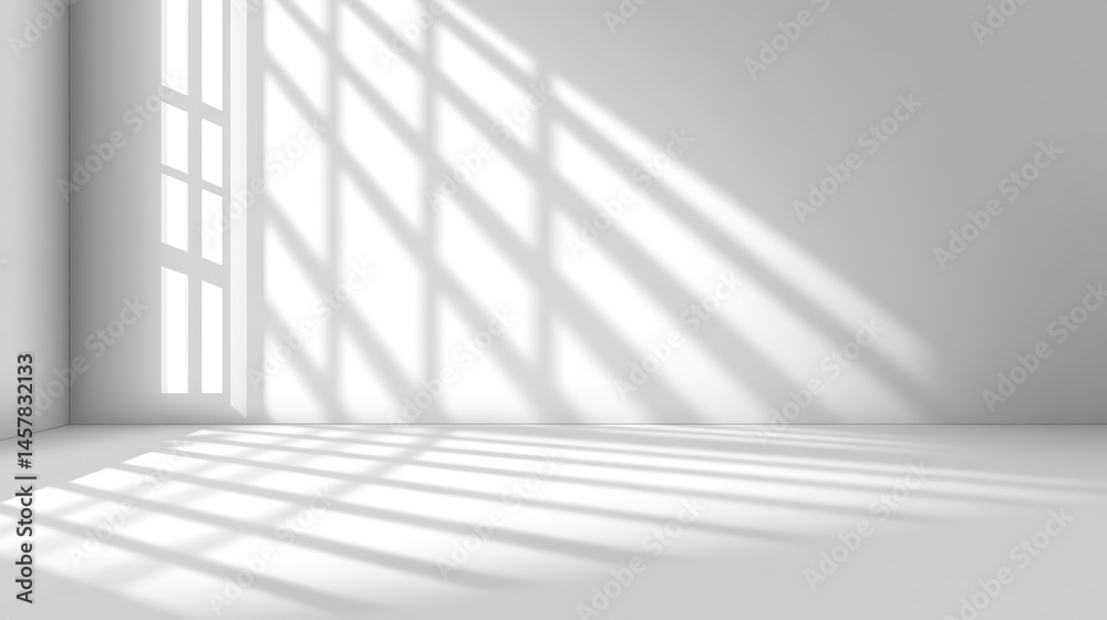 Obraz premium Sunlight Shadows in Empty Modern Room