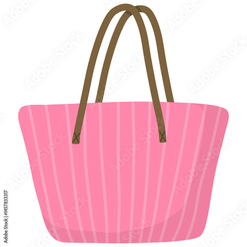 Pink beach bag cartoon illustration 