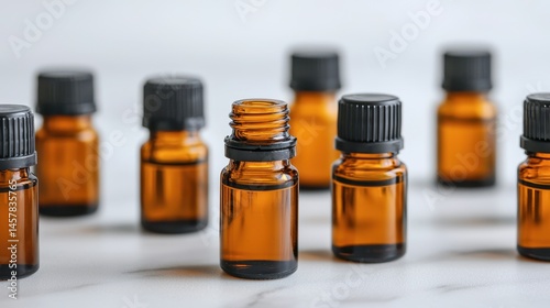 Brown Glass Bottles with Black Caps for Essential Oils and Aromatherapy