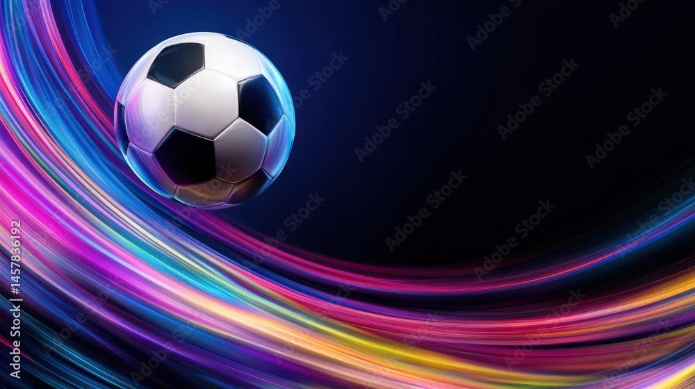 Obraz premium Dynamic soccer ball with colorful light trails