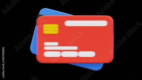 3D Animated Credit Cards for Payments, Alpha Channel, 4K Animation