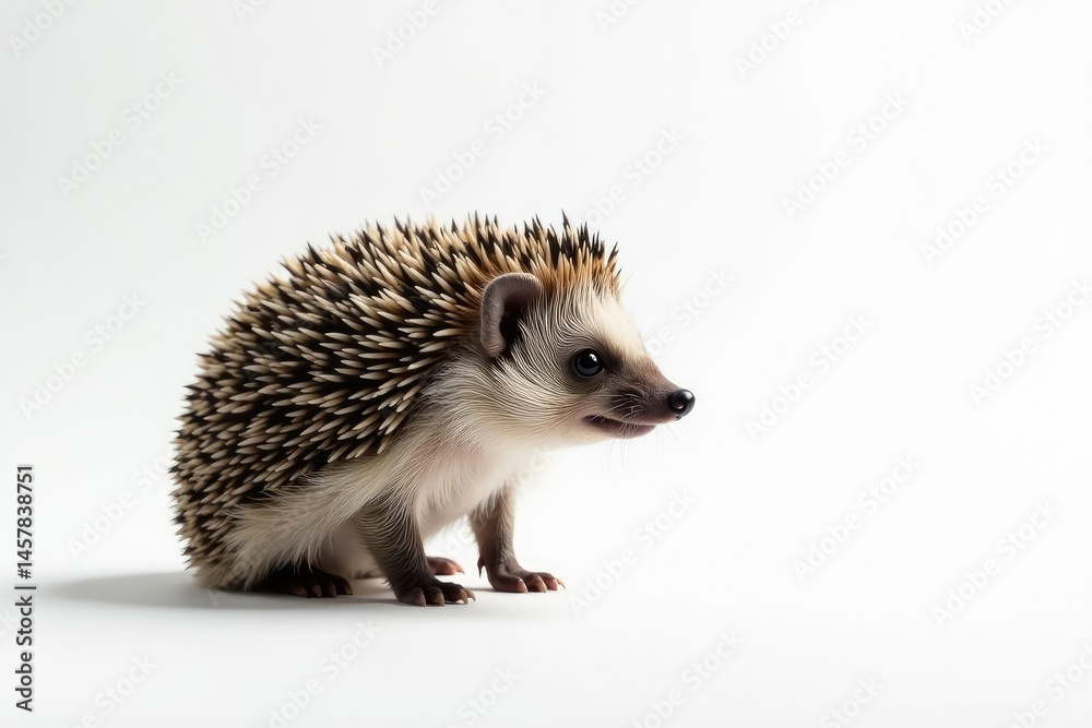 Obraz premium A lone hedgehog against a stark white backdrop, stock, art, hedgehog