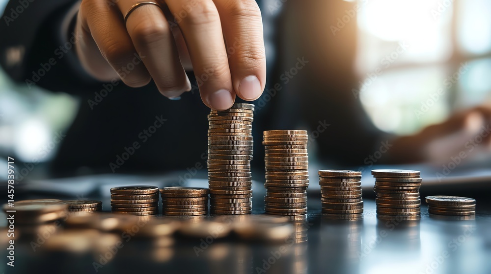 NPV Net Present Value. Businessman tracking future returns in coworking space.