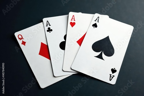 Four ace cards spread, showing distinct suits , risk, retro