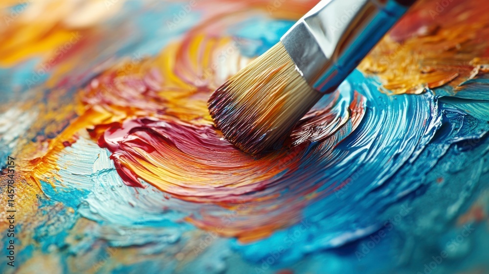 Obraz premium Vibrant Brush Stroke Over Colorful Oil Paint Texture Background