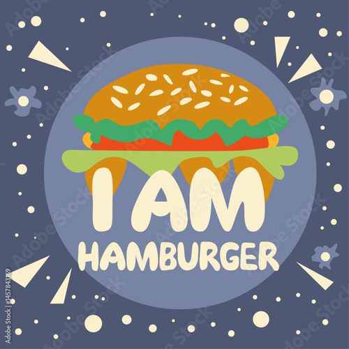 Vector illustration of a hamburger fastfood concept creative vintage signage