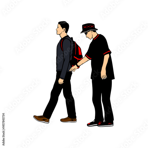 a man steals someone else's wallet in his back pocket vector illustration