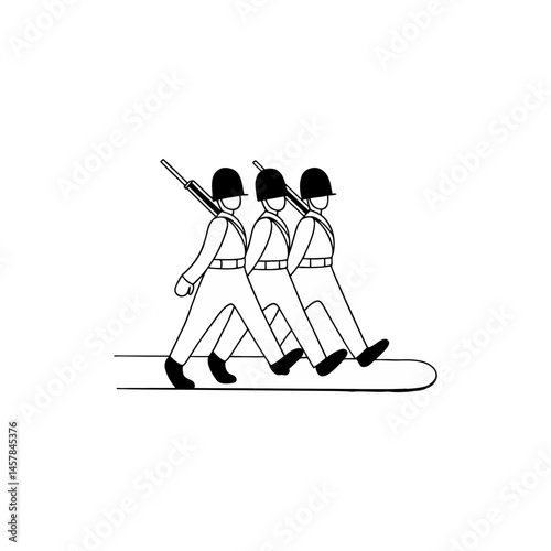 Marching Soldier Silhouette with Rifle – Military Parade Icon