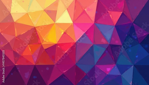 Repeating triangles form a vibrant, colorful geometric design , geometric shapes, bright, texture