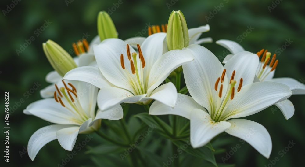 Fototapeta premium Close Up of White Lilies in Full Bloom