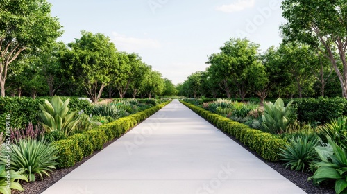 Serene Pathway Through Lush Green Landscape in Bright Daylight
