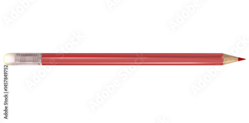Realistic Color Pencil With Eraser Tool Vector Illustration.	