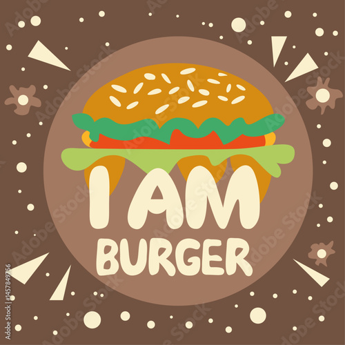 Vector illustration of a burger fastfood concept card template design graphic food