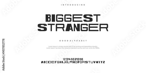 Bigger Stranger Modern Bold Font Sport Alphabet. Typography urban style fonts for technology, digital, movie logo design. vector illustration