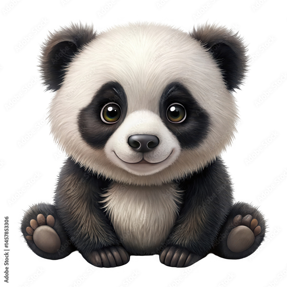 Fototapeta premium Adorable panda on white background Create a unique and original composition that does not closely resemble existing&nbsp;stock&nbsp;Images