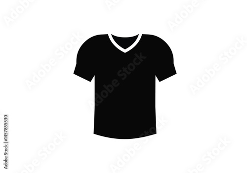 Football jersey silhouette. This image depicts a black silhouette of a football jersey, representing sportsmanship, team identity, and competitive spirit. Vector clipart illustration design.