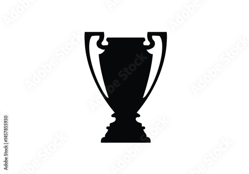 League cup silhouette. This image showcases a black silhouette of a prestigious trophy, symbolizing victory, achievement, and recognition in competitive sports. Vector clipart illustration design.