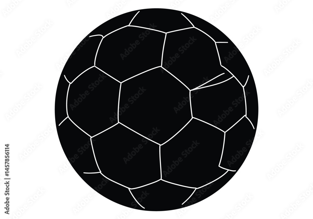 Obraz premium Football ball silhouette. This image shows a silhouette of a person parachuting with a fully deployed canopy, holding the parachute cords for control. Vector clipart illustration design.