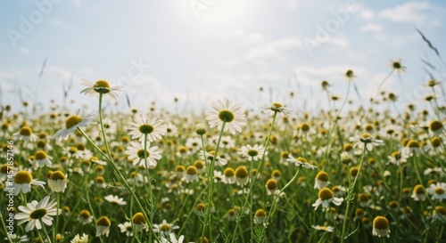 Vibrant White Daisies in Sunny Field