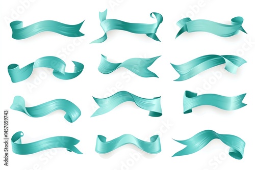 Teal ribbons banners collection