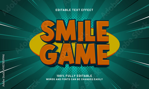 smile game editable text effect with a gaming and play text style