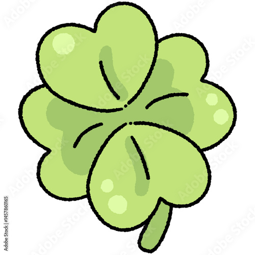 Cute Four-Leaf Clover Kawaii Lucky Charm Illustration