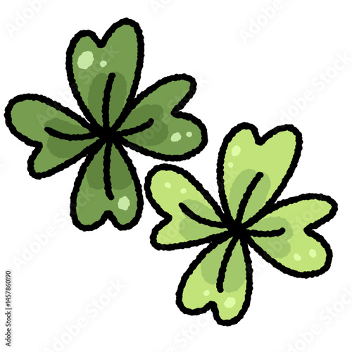 Cute Four-Leaf Clover Kawaii Lucky Charm Illustration