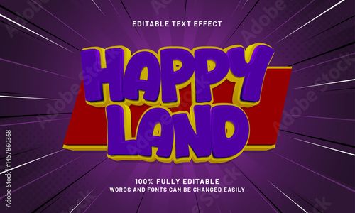 happy land editable text effect with a gaming and play text style