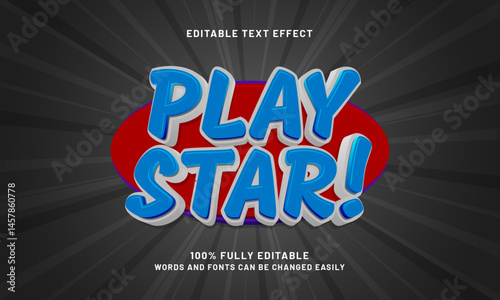 play star editable text effect with a gaming and play text style