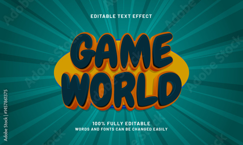 game world editable text effect with a gaming and play text style