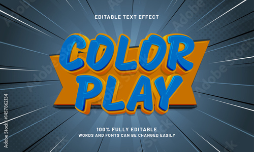 color play editable text effect with a gaming and play text style