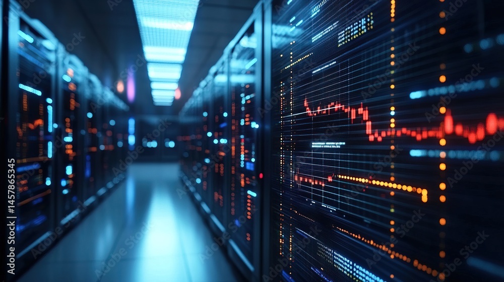 Fototapeta premium A quantum finance data center computing stock market probabilities 