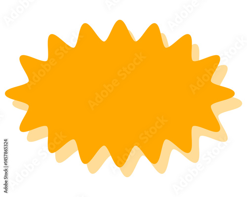 シンプルなカラーの吹き出し　細長い丸みのあるギザギザした形