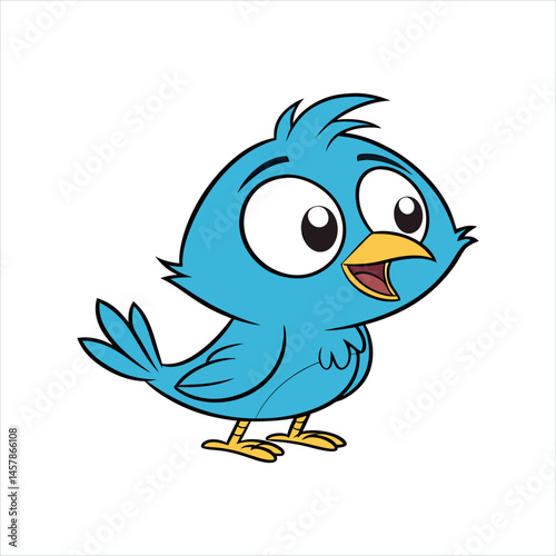 Cute Blue Cartoon Bird Clip Art Vector