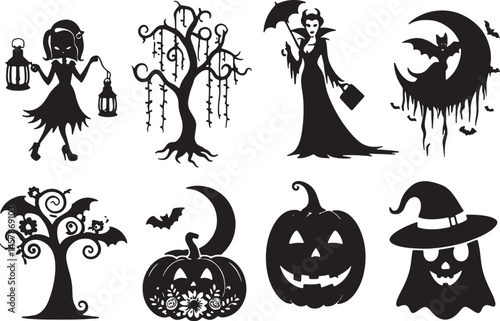 set of halloween elements