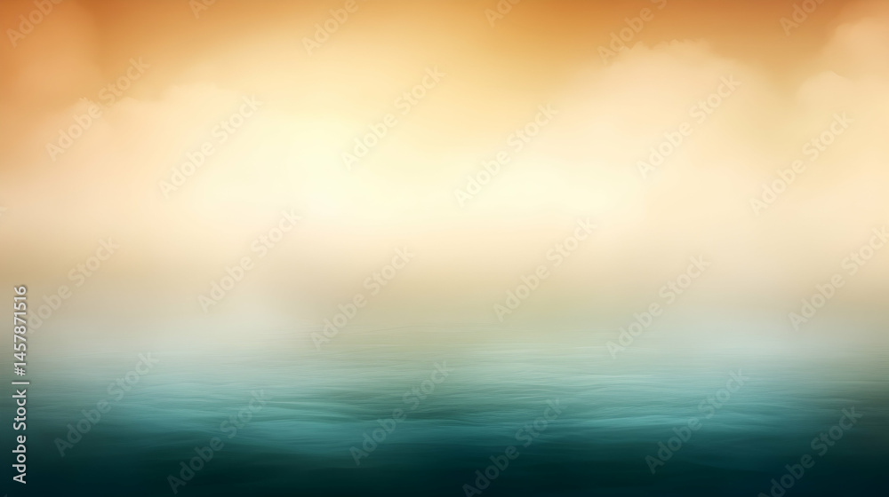 Fototapeta premium Misty water reflection teal and orange abstract background