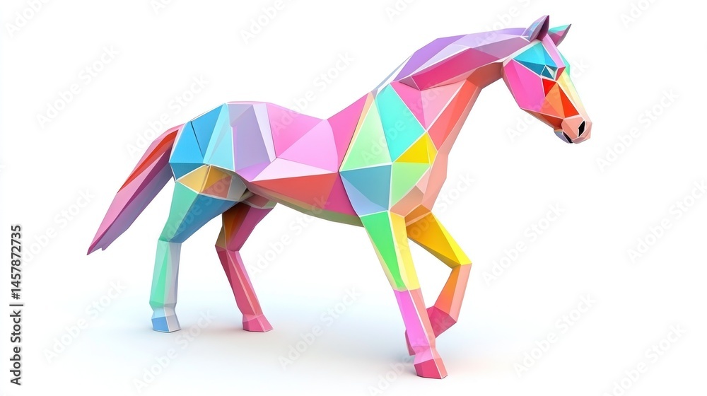 Obraz premium Colorful polygon horse sculpture
