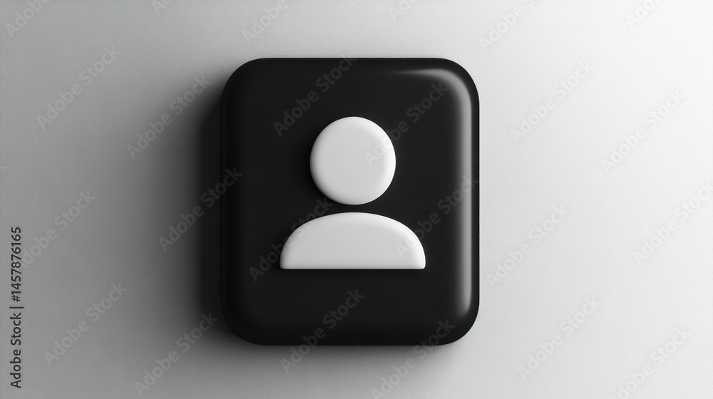 Simple 3 d rendered person icon white figure on black square minimalist digital avatar Simple 3 d rendered person icon white figure on black square minimalist digital avatar