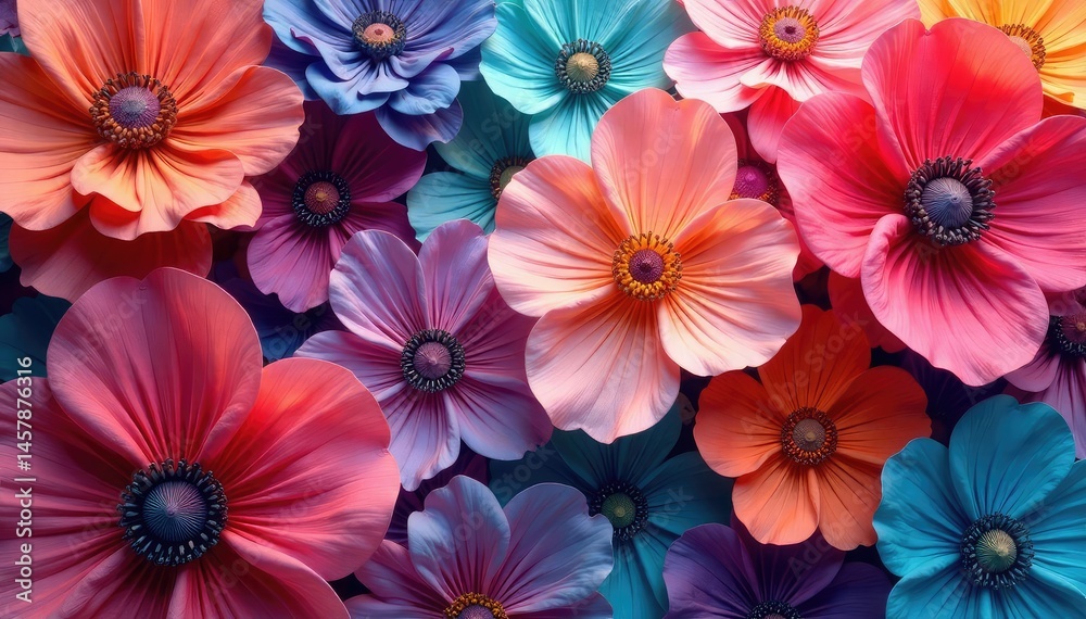 Overlapping petals create a continuous floral tapestry , vector, buds Overlapping petals create a continuous floral tapestry , vector, buds