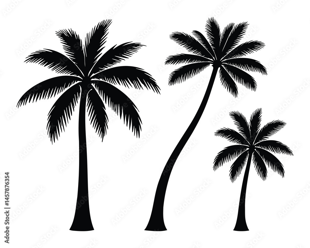 Obraz premium Silhouetted palm trees evoke a tropical vacation vibe