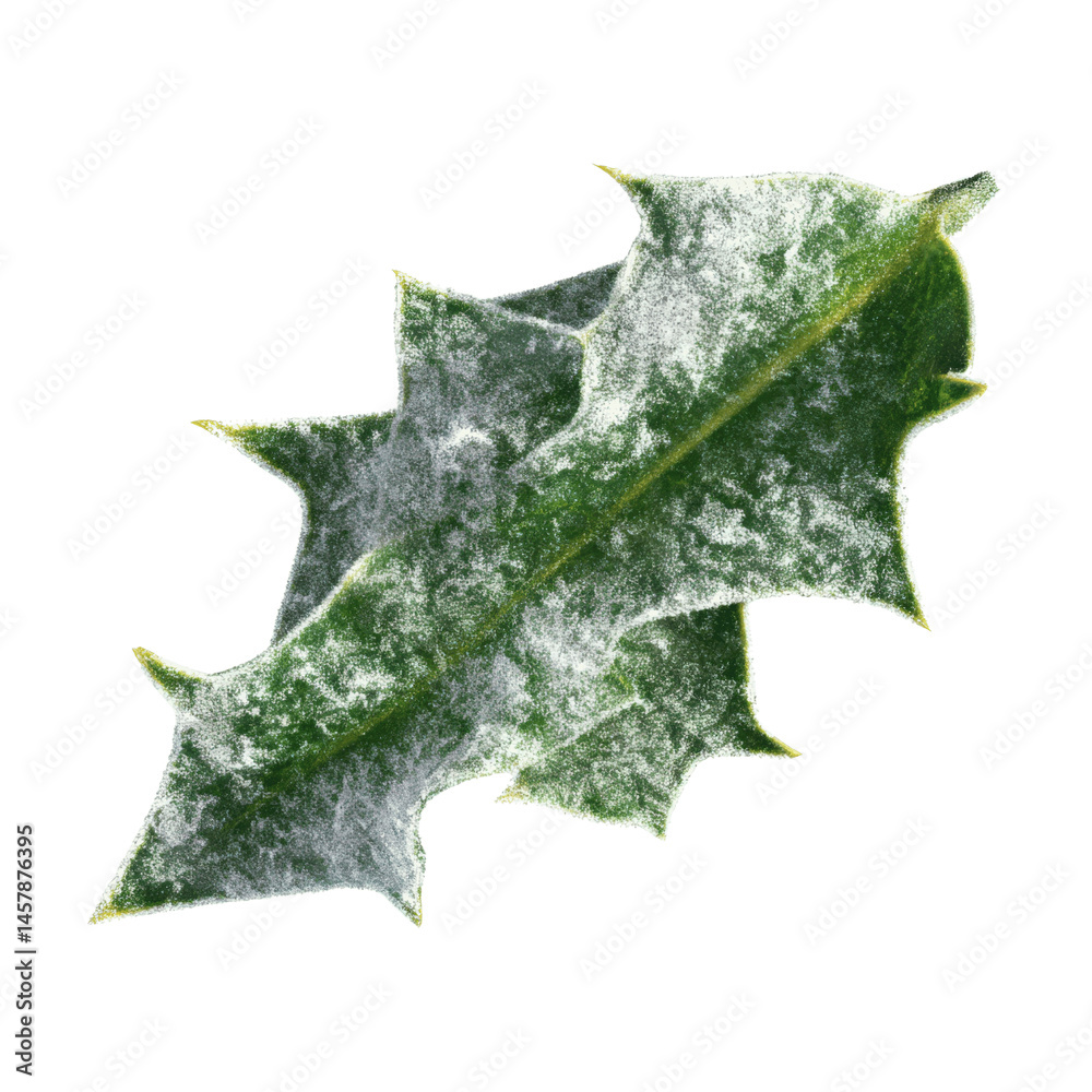Fototapeta premium Frosty Holly Leaf, Close-up Detail of Ilex