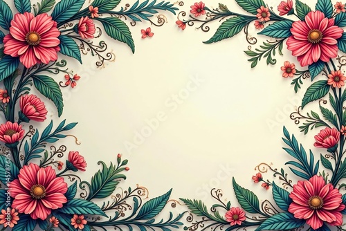 Intricate floral damask, swirling vines and leaves, plant, background, style