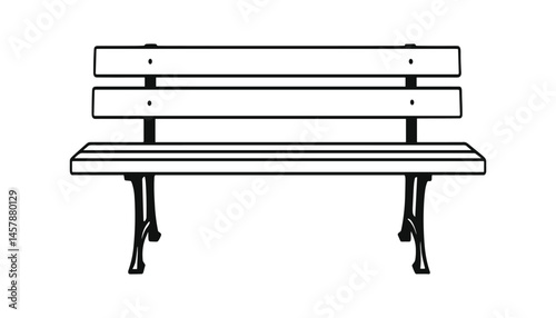 Wooden bench icon for public seating and outdoor relaxation
