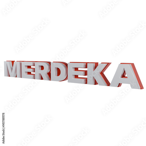 3d render of the writing merdeka in english merdeka. concept of indonesian independence day