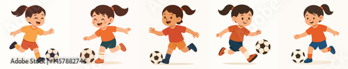 vector of a girl playing soccer