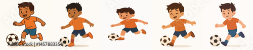 vector of a boy playing soccer