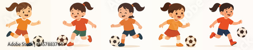 vector of a girl playing soccer