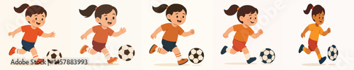 vector of a girl playing soccer