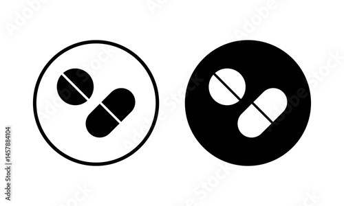 Pills icon vector illustration. capsule icon. Drug sign and symbol
