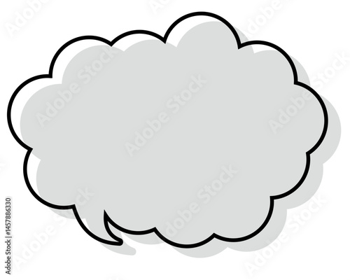 シンプルな線がずれた吹き出し　丸みのある雲形